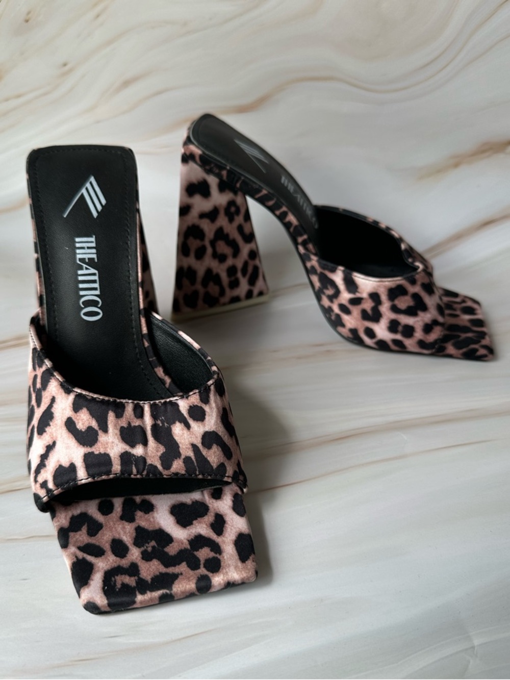 The Attico Leopard Print Sculptural Heel Mules EU 36 / US 6 Trendy Summer Heels